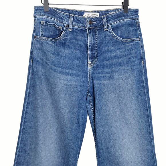 Nili Lotan Marlene Blue Classic Wash Mid Rise Wide Leg Japanese Denim Jeans 29‎ - Picture 5 of 11
